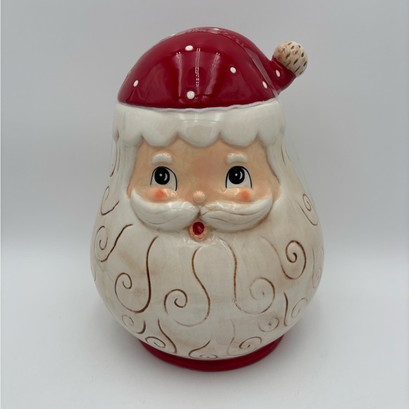 Johanna Parker Santa Ceramic Cookie Jar Christmas Holiday Canister - Picture 1 of 6